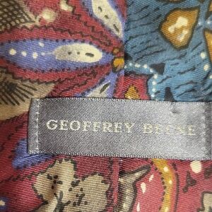 Geoffrey Beene 109% Silk Colorful Patterned Textile Neck Tie